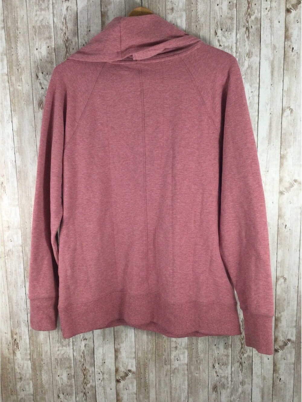 LL Bean Women’s Big Cowl Neck Pullover Sweatshirt Large Soft Fron Pocket Mauve - Picture 3 of 6